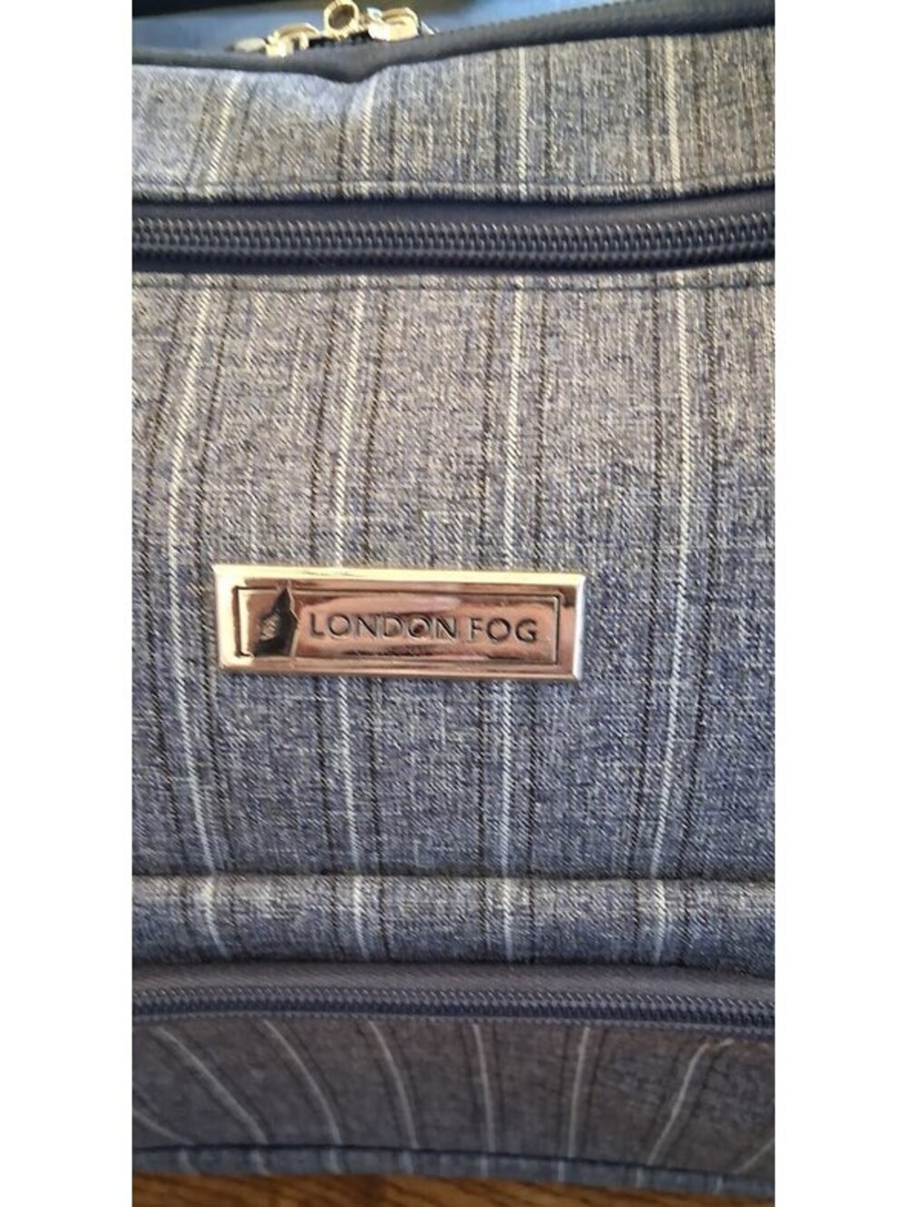 London Fog Belvedere 15" Under-The-Seat Bag Blue Heather (pinstripe pattern)NWOT
